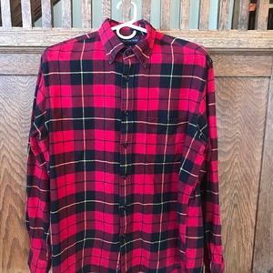 Lands’ End Classic Red Flannel Shirt sz M
